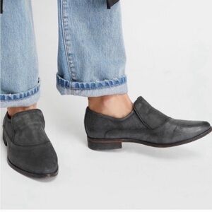 Free People Brady Slip On Shoes Gray Leather Loafer Shoes Womens 36.5 US 6